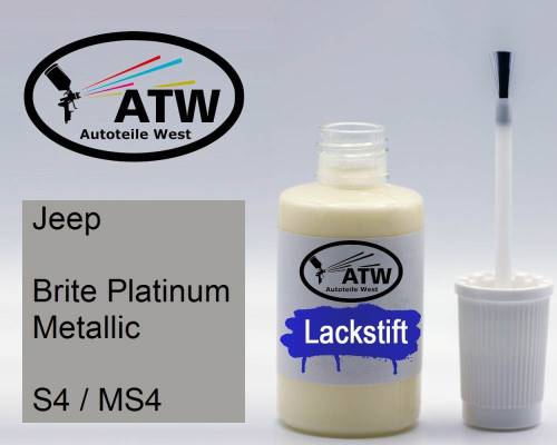 Jeep, Brite Platinum Metallic, S4 / MS4: 20ml Lackstift, von ATW Autoteile West.